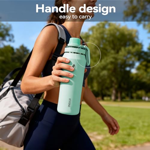 24oz Insulated Water Bottle, Wide Mouth Spout Lid, BPA-Free | Tritan spout lid, BPA free, 18/8 stainless steel body, Cold 24H, hot 12H, Wide mouth fits ice, Fit car cup holder,Green - color: Green