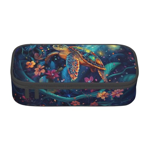 Yrebyou Sea Turtle Pencil Case Big Storage Pencil Pouch Multi-Functional Pen Bag Cute Lightweight Organizer for Aldult Office College - color: Turquoise