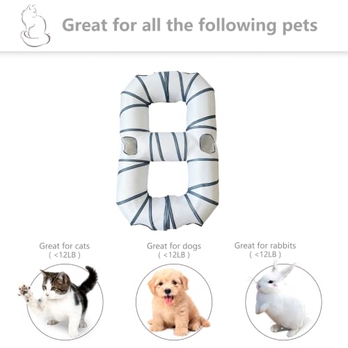 8-Shaped Cat Tunnel Toy Interactive Foldable Playhouse Maze Toys for Cats, Kittens, Rabbits & Small Pets with Playing Balls Collapsible Play Tube for Indoor Fun & Exercise (White) - color: White