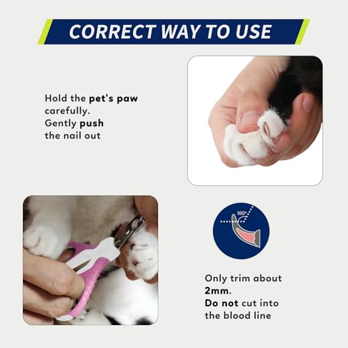 Pet Nail Clippers U07.1, Professional Claw Trimmer, Bended Scissor Special for Cats, Kittens, Dogs, Puppies, Small Animals, White/Thulian Pink - color: #03 White/Thulian Pink