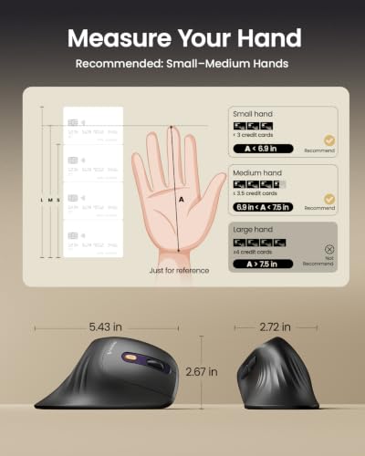ProtoArc EM11 NL Wireless Ergonomic Mouse, Rechargeable, Black Purple | 58° vertical design supports a natural wrist posture, connect 3 devices via Bluetooth/2.4G USB-A, 500mAh USB-C rechargeable. - color: Black Purple