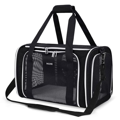 BAGLHER Pet Travel Carrier, Cat Carriers Dog Carrier for Small Medium Cats Dogs Puppies, Airline Approved Small Dog Carrier Soft Sided, Collapsible Puppy Carrier. Black - color: Black, size: 17.0"L x 11.0"W x 12.0"H