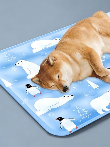 Water-Fillable Pet Cooling Mat, Pressure Activated Gel Cooling Pad for Dogs & Cats, Durable & Scratch Resistant, Perfect for Hot Weather to Prevent Overheating (88, Blue Bear, Medium) - color: blue bear, size: 15.7*19.7