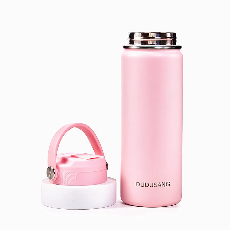 2Pack 18oz Kids Insulated Water Bottle - Bulk Stainless Steel Water Bottles for School Boys/Girls Flip Top Leak Spill Proof Vacuum Metal Cups BPA Free Thermos(Light Pink, 18 Ounces) - color: Light Pink