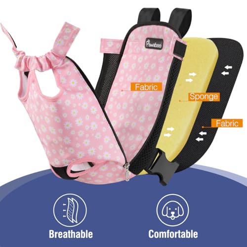 Pawaboo Pet Carrier Backpack, Adjustable Pet Front Cat Dog Carrier Backpack Travel Bag, Legs Out, Easy-Fit for Hiking Camping Traveling for Small Medium Dogs Cats Puppies, S, Black + Pink - color: Black + Pink, style: Small (Pack of 1)