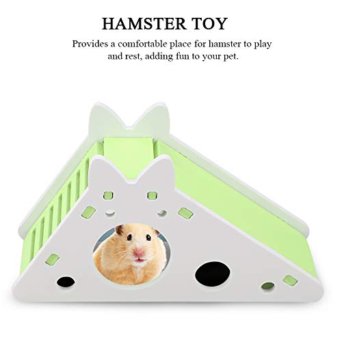 Colorful Pet Hamster House with Stair and Slides Odorless Wooden Home DIY Hideout Exercise Toys Living for Squirrels Gerbils Hamsters Golden Bears Small Animals (Green) Bedding - color: Green