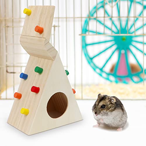 Litewoo Hamster Hut with Climbing Toy Wooden House for Pet Dwarf Hamster Gerbil Rat Small Animal
