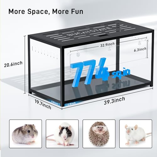 BUCATSTATE Hamster Cage 2.0, Large Hamster Enclosure (39in, Black) | Stackable 5.4 ft² Large Habitats with Deep Beddiing Base, Sturdy Aluminum Frame, Front and Top Access, Easy Assemble - color: Black, size: 39.3"L x 19.7"W x 20.6"H