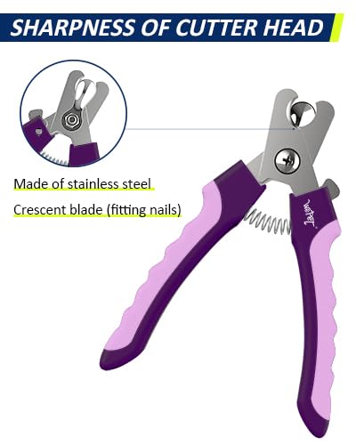 Dog Nail Clippers U10.1, Dog Nail Trimmer Large Breed with Quick Sensor, Razor Sharp Blade Professional Pet Nail Clipper with Safety Guard and Nail File, Purple - color: #08 Purple