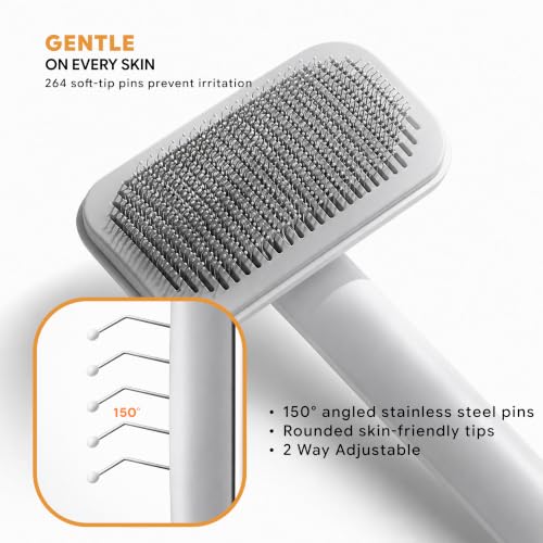 Wolfster Self Cleaning Slicker Brush for Dog, Skin Friendly deShedding Brush For Long & Short Haired Pets - White - color: Snow White