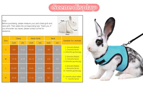 Rabbit Harness and Leash Set Bunny Clothes Guinea Pig Mesh Vest Pink L | Rabbits Leash Set Bunny Vest Adjustable Clothes Escape Proof Walking Small Animal Pets Rat Squirrel Ferret Harness Leash L - color: Pink, size: L Chest 7.8-11.8",For Adult Rabbits