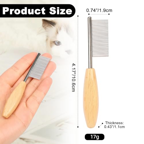 HOP Small Dog Comb with Wooden Handle Dog Eyes&Face Metal Comb | Pet Fine Tooth Flea Comb,Pet Grooming Tool for Dogs Cats Rabbits Guinea Pigs Gentle Remove Loose Hair Tangles Dirt Fleas