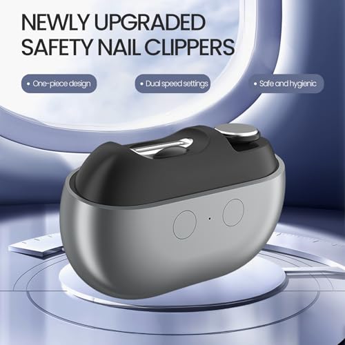 Electric Nail Clipper, Automatic Nail Clipper 2 Speed Settings with LED Light Smart 3-in-1 Nail Trimmer USB Charging Electric Toenail Clippers, for Children, Adults, and the Elderly