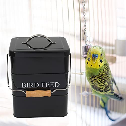 Bird Feeder,Bird Food Jar Pet Food Storage Airtight Food Storage Container-Black - color: Black