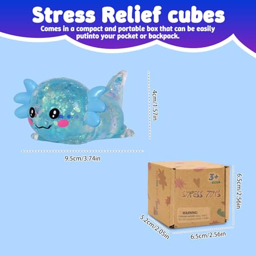 Axolotl Squishy Toy, Soft Slow Rising Sensory Fidget Toy, Cute Stretchy Axolotl Squeeze Toy, Stress Relief Desk Toy Gift for Kids and Adults(Blue) - color: Blue