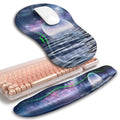 Hokafenle 2in1 Combination, Wave Keyboard Wrist Rest and Ergonomic Curvature Mouse Pad Wrist Support for Relieve Wrist Pain, Filled with Soft Cushion Memory Foam, Moonlit Starry Sea - color: Moonlit Starry Sea