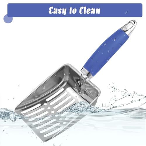 Cat Litter Scoop -Stainless Steel Metal Cat Litter Scoop-Sturdy Mesh Scooper - Mesh Shovel-Easy to Clean - Suitable for Cat Litter Box -Navy Blue - color: Navy Blue, size: M