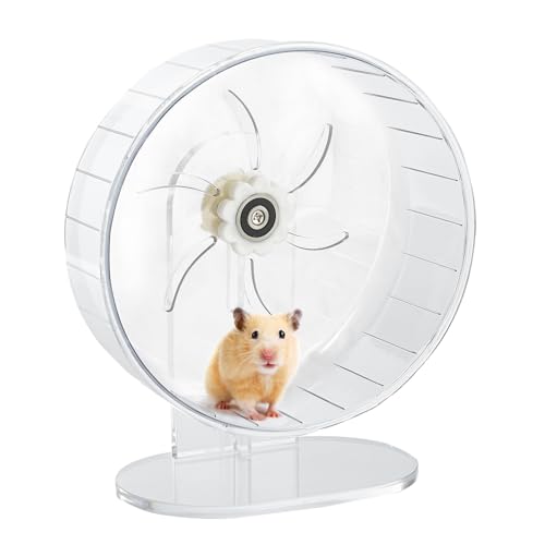 Silent Hamster Exercise Wheel - Hamster Toys Cages Accessories 9.45 Inch Running Spinner with Adjustable Stand Quite Runner for Small Animal Pet Gerbil Dwarf Syrian Hedgehog Rat Mouse Mice - size: 9.45 inch with acrylic stand