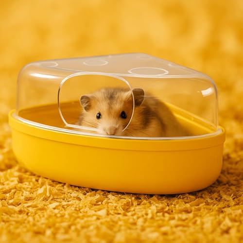 Clear Hamster Sand Bath Box Container Pet Bath Container Cage Supplies for Mice Gerbils Hedgehogs Squirrels(S,White) - color: White, size: S