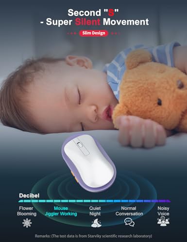 Mechanical Mouse Jiggler, Ultra-Slim Mouse Mover, with Adjustable Running Timer, Driver-Free Mouse Wiggler Shaker Silently（Light Purple） - color: Light Purple