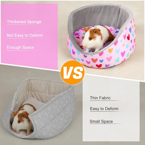 Glittme Soft Guinea Pig Bed, 11.8" Machine Washable Small Animal House Bed | Small Animal Hideout Features A Thick Removable Mat And Plush Fleece For A Cozy Resting Spot In Various Pet Cages