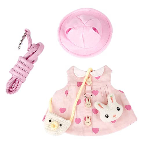 Guinea Pig Clothes,Soft Bunny Ferret Clothes with Pet Rabbit Harness and Leash Mini Hat Bag Cute Brooch for Kitten Small Animal Collars - color: Love, size: Medium