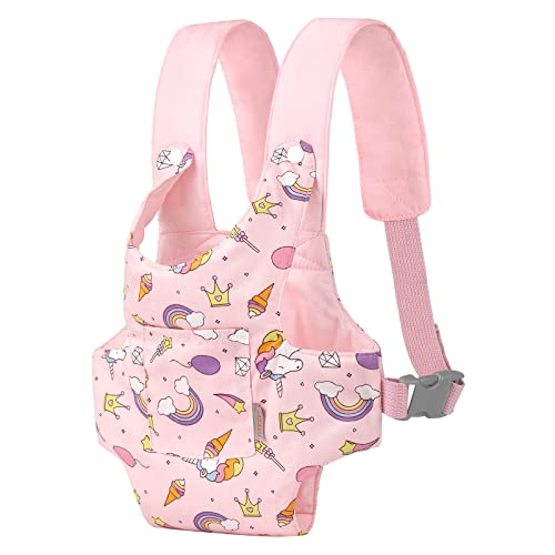 GAGAKU Doll Carrier Doll Accessories Stuffed Animal Carrier with Adjustable Straps for Kids – Pink (Stars) - color: Pink