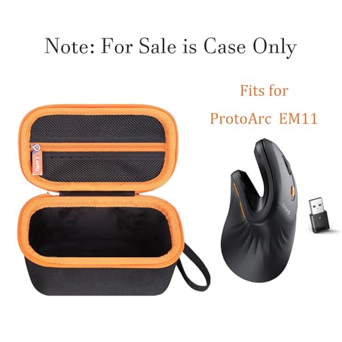 Case for ProtoArc Ergonomic Mouse, Travel Carrying Case Compatible with ProtoArc EM11 NL Bluetooth Rechargeable Wireless Vertical Mouse (Black-Orange) - color: Black-Orange