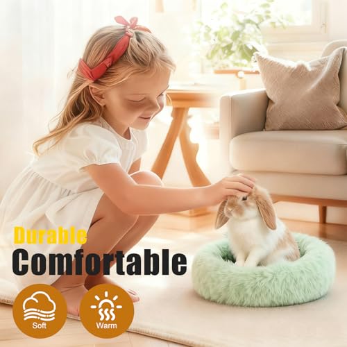 Bunny Rabbit Hideout Bed Small Animal Bedding Donut-Shaped Burrowing Pet Bed Soft and Warm Hideaway with Spandex and Fleece Bottoms Cozy Carrier, Cage Accessories - color: Green