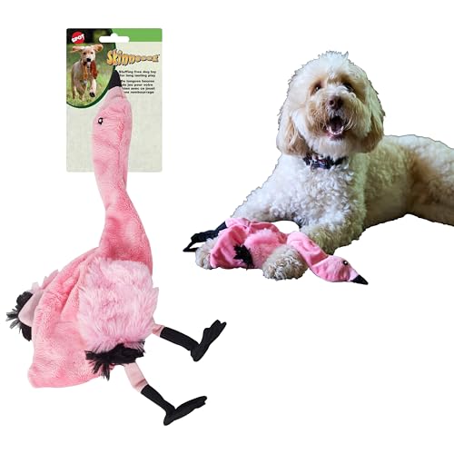 SPOT Skinneeez Flamingo 19 Inch Stuffing-Free Plush Dog Toy with Dual Squeakers – Long Interactive Chew Toy for Medium and Large Dogs – Mess-Free Play for Light & Moderate Chewers - style: Flamingo
