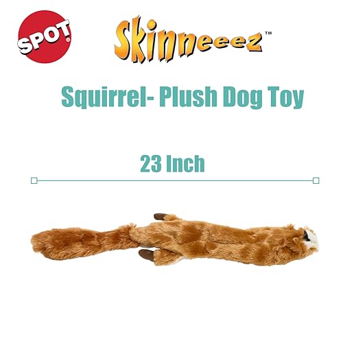 SPOT Skinneeez Squirrel 23-Inch Stuffing-Free Plush Dog Toy – Realistic Design with 2 Squeakers – Durable, Soft Polyester for Medium & Large Dogs – Tug, Fetch & Shake Play – for Moderate Chewers - style: Squirrel