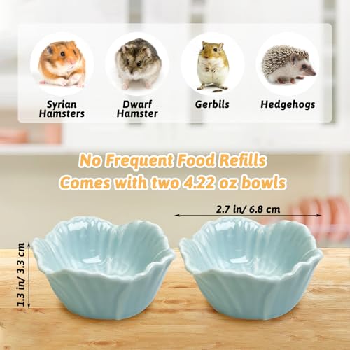 Tfwadmx 2 Pcs Hamster Food Bowl, Ceramic Pet Hamster Bowl Dwarf Hamster Food Bowl Feeder Hamster Water Rat Bowl Small Animal Food Dish for Golden Bears, Hedgehogs, Dutch Pigs, Parrots (Blue) - color: Blue
