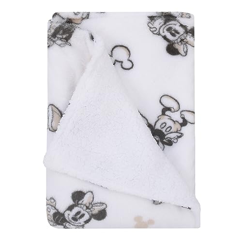 NoJo Disney Mickey and Minnie Mouse Black and White Super Soft Sherpa Baby Blanket - color: Mickey and Minnie Mouse Black