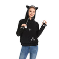 Unisex Big Pouch Hoodie Long Sleeve Fleece Pet Dog Holder Carrier Pullover Sweatshirt… - color: Black, size: Large