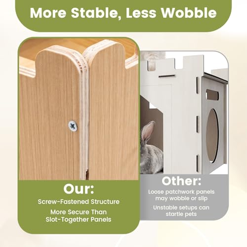 Guinea Pig Castle Extra Large, Sturdy Wooden Hideout House Ventilated Multi-Entry Small Animal Habitat, Easy to Assemble for Guinea Pigs, Bunnies, Hamsters, and Chinchillas