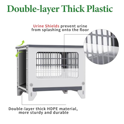 Rabbit Hutch Outdoor Indoor Plastic Waterproof Bunny Cage Enclosure | Chew-Proof Rabbit House Guinea Pig Cage Pet House for Small Animals, One Room - size: 20.8"L x 18.0"W x 17.5"H