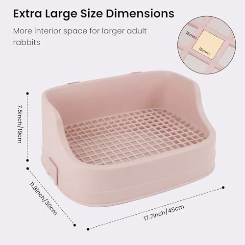 Large Rabbit Litter Box, Bunny Litter Box, Removable Top and Base, Pink | Removable Top and Bottom, Easy to Assemble and Clean, Suitable for Adult Rabbits, Guinea Pigs and Other Small Pets - color: Pink, size: 17.8" × 11.8" × 7.5"