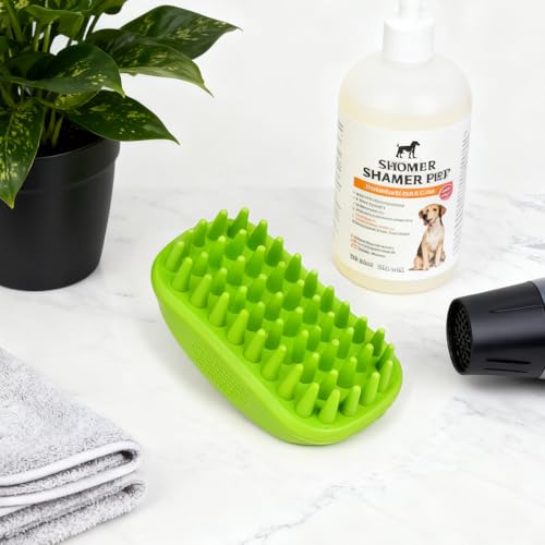 Pet Rubber Bath Brush for Dogs & Cats, Soft TPR Bath Curry Brush with Massage Design for Long and Short Hair Pets