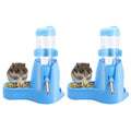 Wontee 3 in 1 Hamster Water Bottle Small Pet Automatic Water Dispenser with Food Container Base Hideout for Dwarf Hamster Mice Gerbils, 2 Pack (Blue, 80ML) - color: Blue, size: 80ML