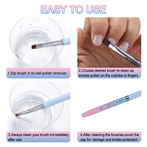 Nail Art Clean Up Brushes,Nail Brushes for Cleaning Polish Mistakes on the Cuticles, Acetone Resistant Nail Brush, Fingernail Cleaning Brushes for Nail Art and Designs (2 Pcs Round&Angled) | Clean Up Brushes with Round and Angled Tips for Polish Mistakes,