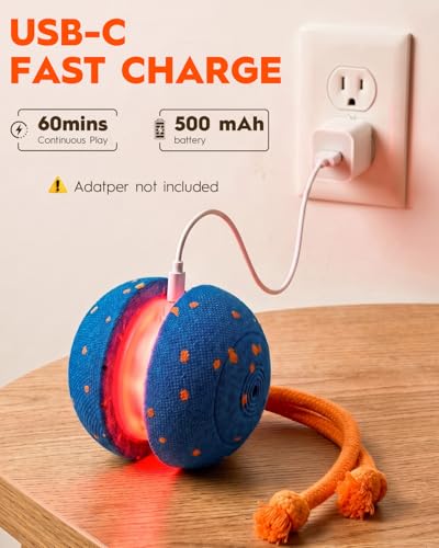 Xeuch Interactive Dog Toys, Automatic Irregular Moving and Rolling Dog Ball | 2 Speed Modes, E-TPU Material, Motion Activated Pet Toys with Rope for Dogs Puppies, Dog Stimulation Toy Blue