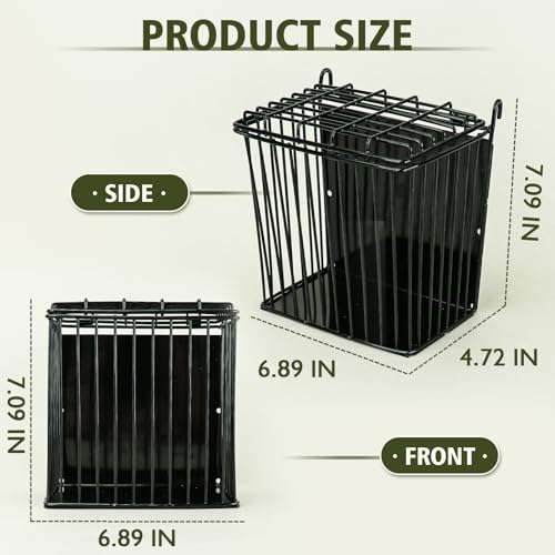 Rabbit Hay Feeder with Lid, Metal Hay Rack with Adjustable Hook | Top Cover Design Helps Keep Hay Clean, Hay Holder for Rabbits, Guinea Pigs, Bunny, Chinchillas and Small Animals (Black) - size: Square feeder