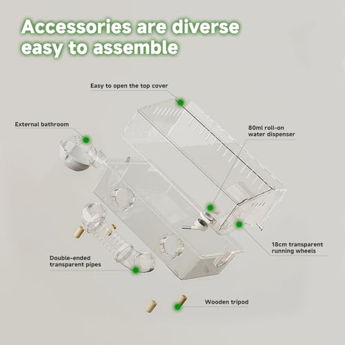 8-in-1 Acrylic Hamster Cage with All Accessories, 18.5"x11.8"x14.6" 2-Layer Full Transparent Viewing House, Top-Open Habitat for Dwarf Hamsters, Pet Mice & Gerbils