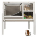 Large Wooden Guinea Pig Cage with 4 Detachable Stand Legs | Comfortable Large Living Cage, Easy Clean, Easy Assembly, Hideout, Anti-chew Ramp with Steel, Leak-proof Pull Out Tray