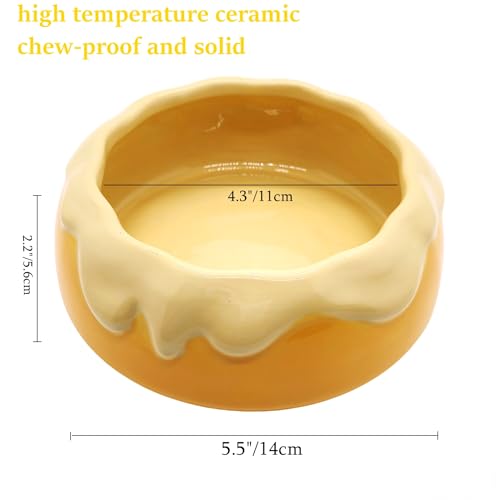 M2cbridge Ceramic Pudding Hamster Food Bowl Feeding Dish Water Bow for Guinea Pig Hedgehog Small Animal(Yellow) - color: Yellow