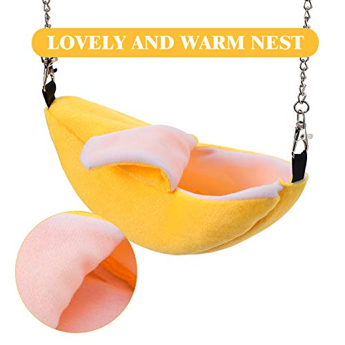 Jetec 2 Pcs Hamster Hammock Hanging Bed for Small Pets | Bed for Hamster Guinea Pig Rat Chinchilla, Banana Pineapple Hanging Nest, Sleep Play Hideout in Small Pet Cage - color: Yellow