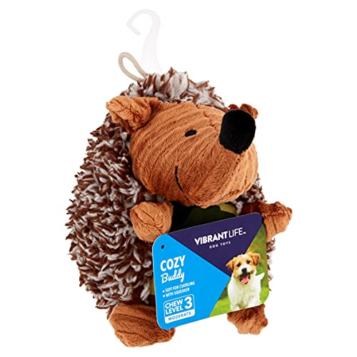 Vibrant Life Cozy Buddy Hedgehog Dog Toy Durable Plush Hedgehog Dog Toy - Grunt Sound, Medium Size, Camo Design - Perfect for Small to Medium Dogs