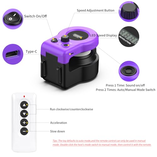 Interactive Cat Toys for Indoor Cats, Cat Treadmill Auto/Remote Control DIY Cat Mouse Hunting Toys, Keep Bored Kitten Dog Entertained to Chase, Feather Toy to Exercise Wheel-Purple - color: Purple