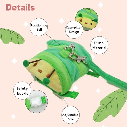 Ferret Harness and Leash Set - Small Animal Soft Fleece Vest with Safe Bell Halloween Outfit Adjustable Traction Rope Outdoor Walking Training Leash for Ferret Rat Bearded Dragon Kitten (Pink) - color: Pink