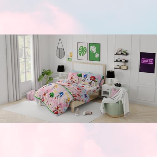 Franco Sonic The Hedgehog Amy Rose Anime Kids Bedding Super Soft Comforter and Sheet Set with Sham, 7 Piece Full Size, (Officially Licensed Product) Kids - color: Sonic the Hedgehog Girl, size: Full
